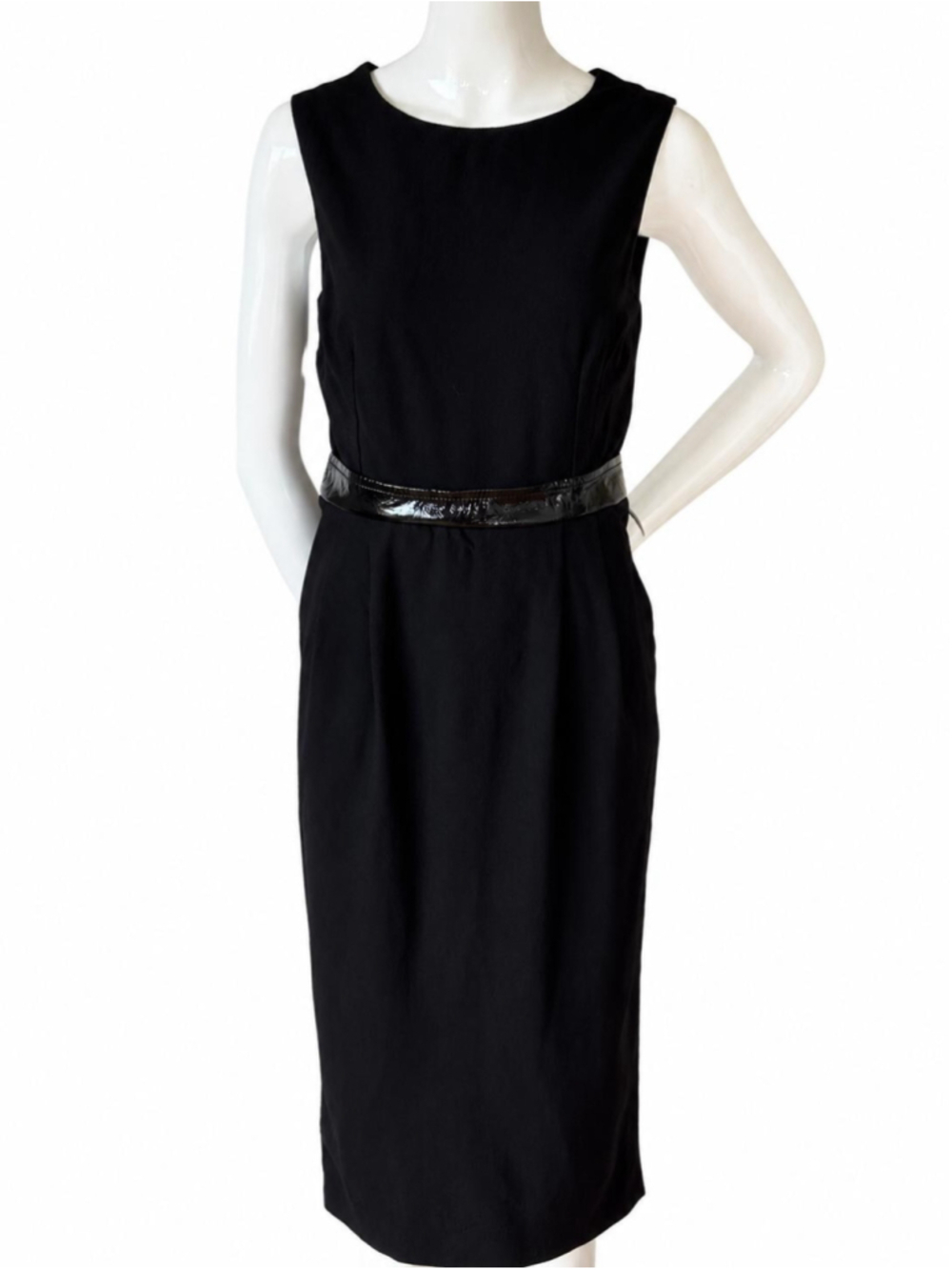 Dolce & Gabbana Black Wool Sheath Dress, Midi Pencil